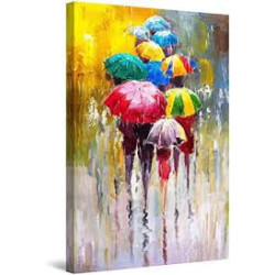 Impression Sur Toile Parapluies ColorÃ©s Peinture Heureuse